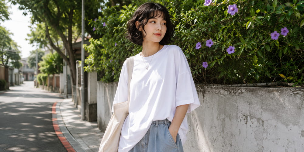 夏天穿搭女生必備單品3.寬鬆T恤